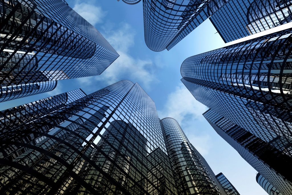 Skyscrapers towering over the city